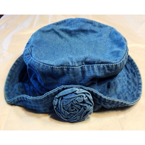 denim bucket hat with flower